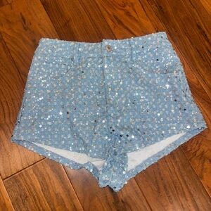 White fox size xs Sequin Embellished Blue denim Women's Shorts